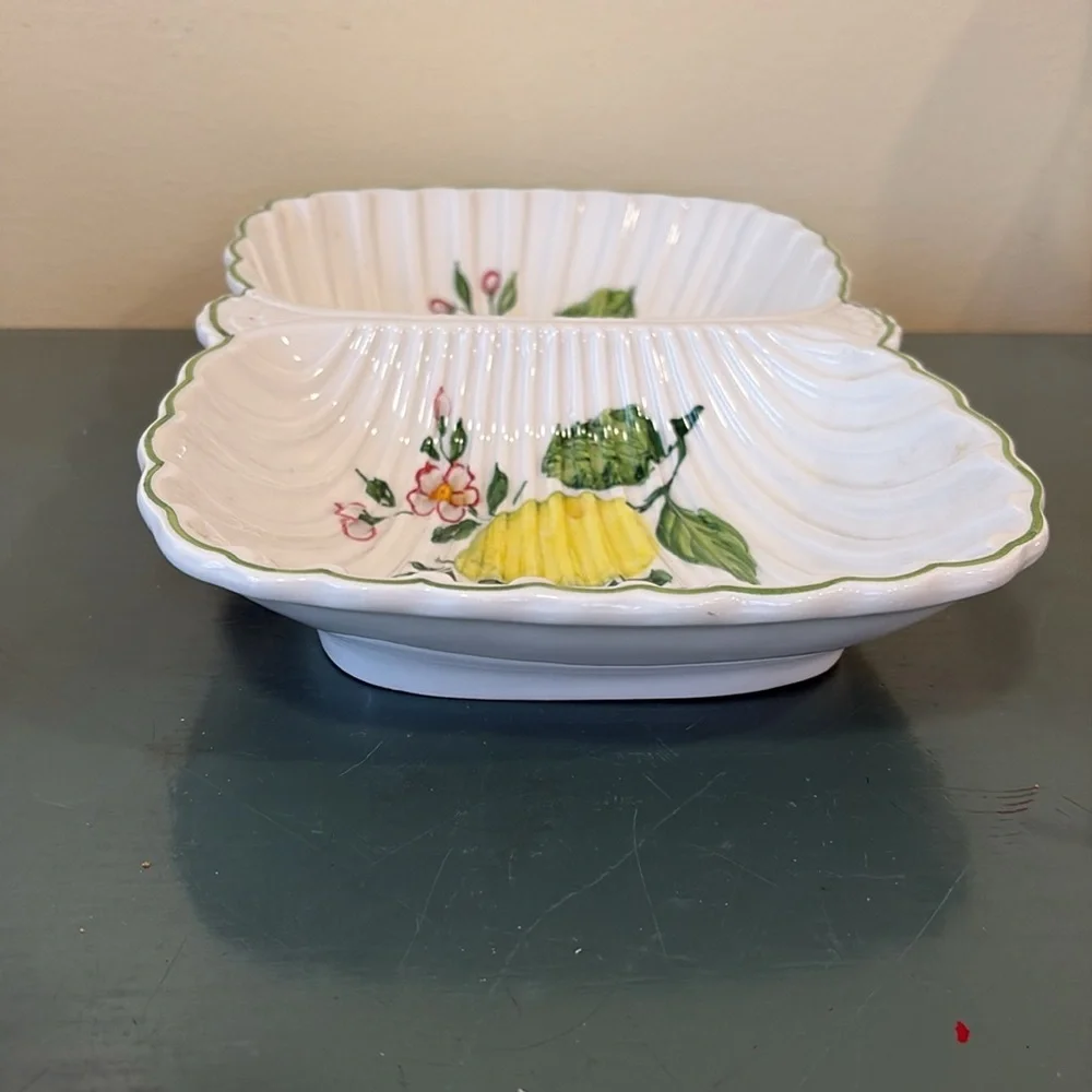 Vintage Italian Ceramic Double Serving Dish.